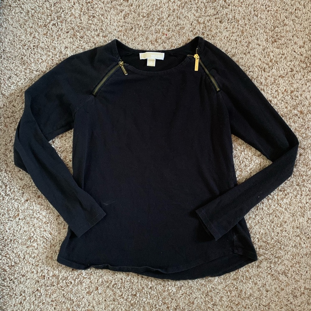 *SOLD* Michael Kors long sleeve zipper shldr top